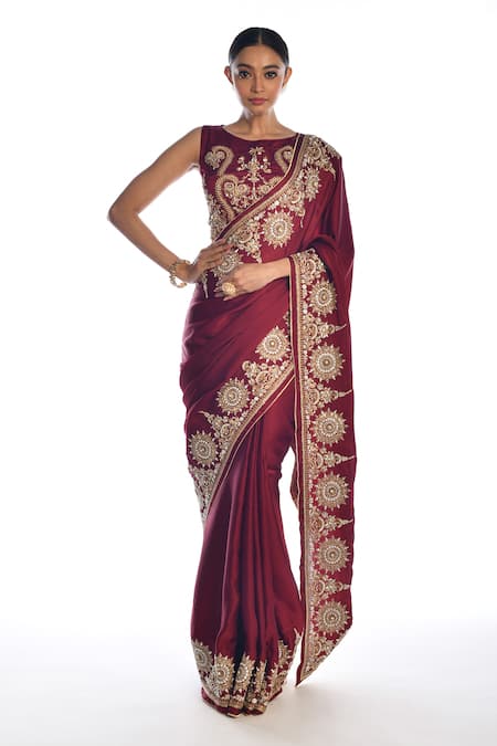 ISADAA BY ROTNA DUTT Zardosi Hand Embroidered Saree & Blouse 