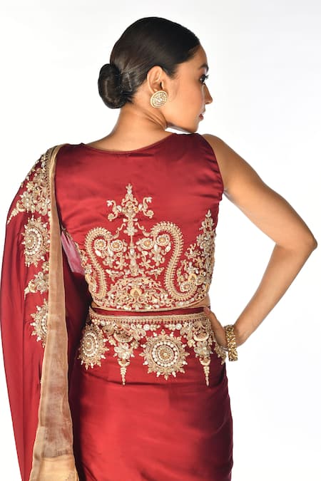 ISADAA BY ROTNA DUTT Zardosi Hand Embroidered Saree & Blouse 