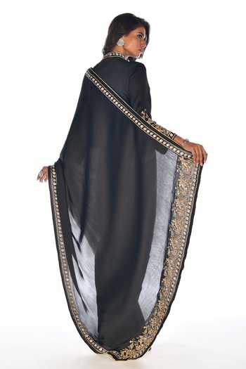 ISADAA BY ROTNA DUTT Zardosi Hand Embroidered Saree & Jacket Blouse 