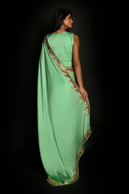 ISADAA BY ROTNA DUTT Sequins & Cutdana Hand Embroidered Saree Set 