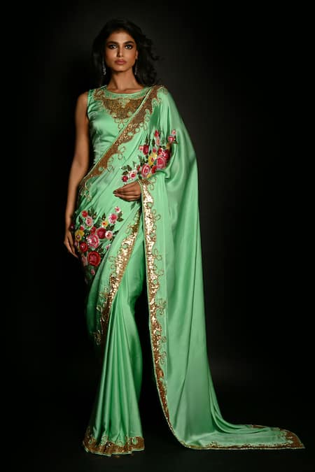 ISADAA BY ROTNA DUTT Sequins & Cutdana Hand Embroidered Saree Set 