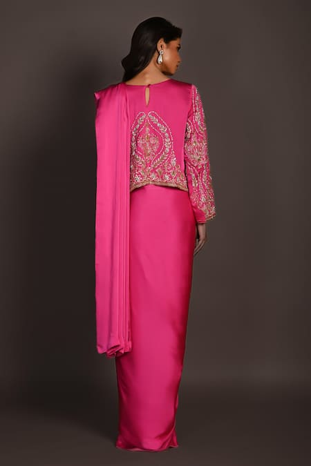 ISADAA BY ROTNA DUTT Sequins & Cutdana Hand Embroidered Saree Set 