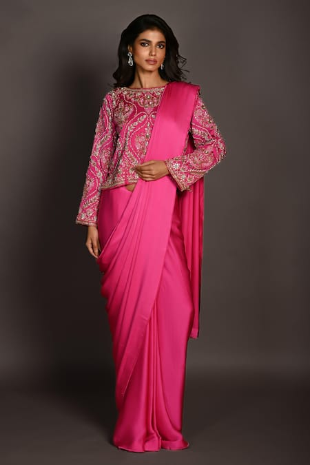 ISADAA BY ROTNA DUTT Sequins & Cutdana Hand Embroidered Saree Set 