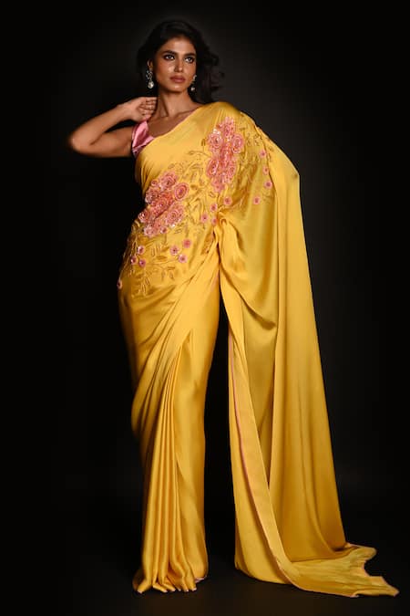 ISADAA BY ROTNA DUTT Satin Georgette Sequin & Cutdana Embroidered Saree 
