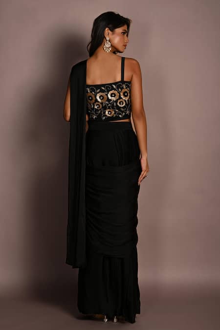 ISADAA BY ROTNA DUTT Sequins & Cutdana Embroidered Saree Blouse Set 