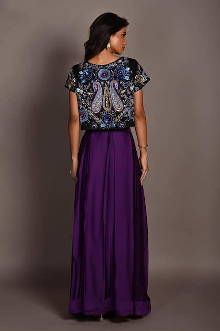 ISADAA BY ROTNA DUTT Paisley Sequin & Cutdana Embroidered Crop Top & Skirt 