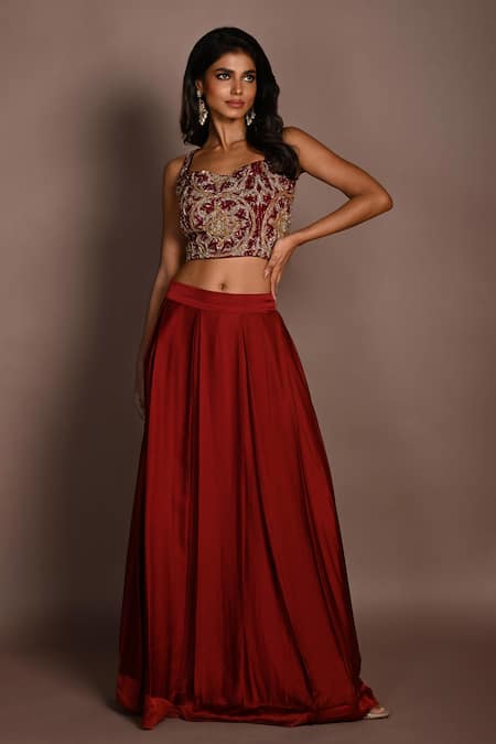 ISADAA BY ROTNA DUTT Sequins & Cutdana Hand Embroidered Choli Skirt Set 