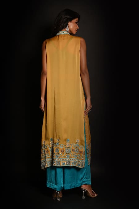 ISADAA BY ROTNA DUTT Embroidered Sleeveless Jacket Top & Pant Set 