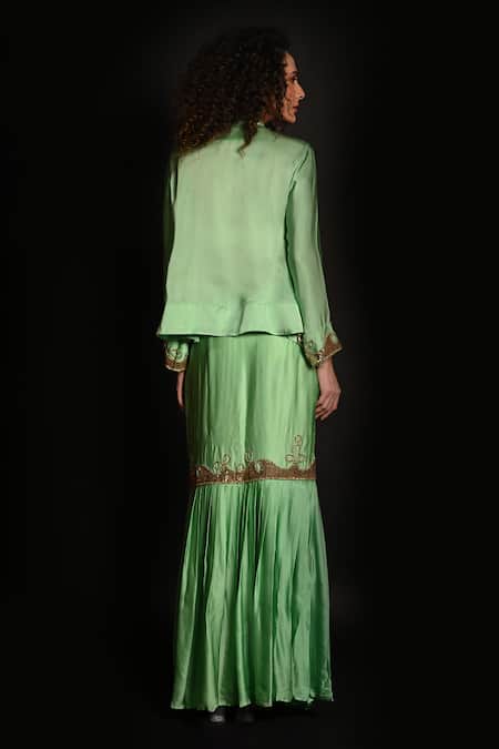 ISADAA BY ROTNA DUTT Sequins & Cutdana Embroidered Jacket Skirt Set 