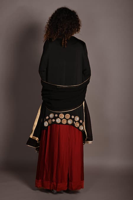 ISADAA BY ROTNA DUTT Floral Hand Embroidered Kurta Lehenga Set 