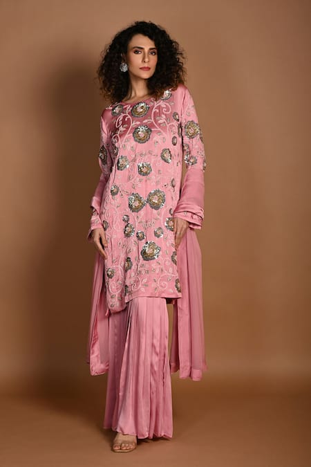 ISADAA BY ROTNA DUTT Sequins & Cutdana Hand Embroidered Sharara Set 