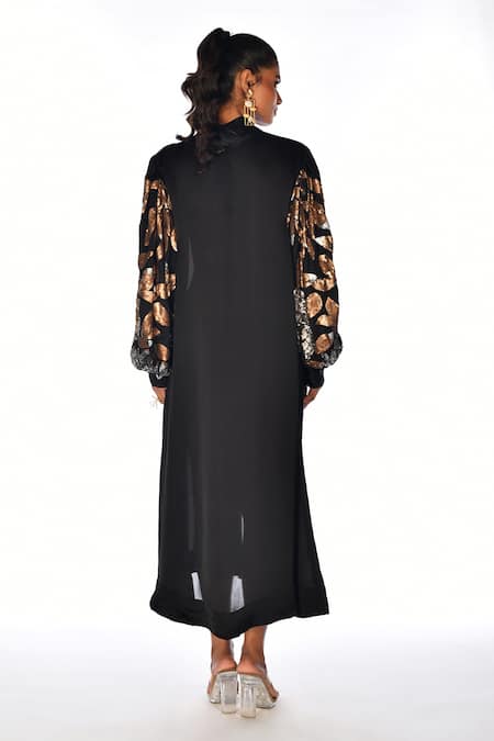 ISADAA BY ROTNA DUTT Sequined Balloon Sleeve Dress 