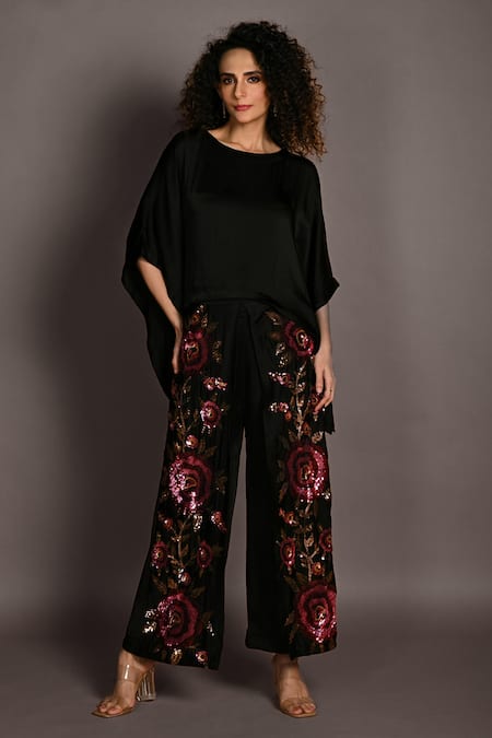 ISADAA BY ROTNA DUTT Kaftan Top & Floral Sequins Pant Set 