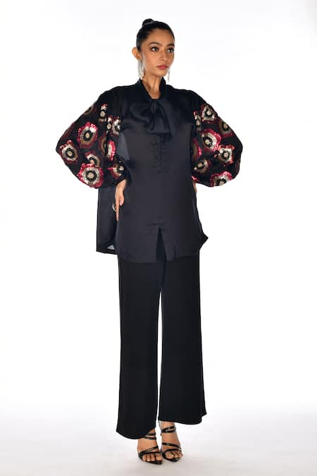 ISADAA BY ROTNA DUTT Sequined & Beaded Hand Embroidered Shirt 