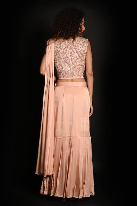 ISADAA BY ROTNA DUTT Sequins & Cutdana Hand Embroidered Lehenga Saree 