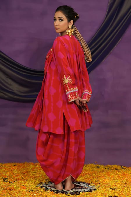 Jyoti Bansal Tie Dye Tilla Dori & Mirror Work Tunic With Salwar 