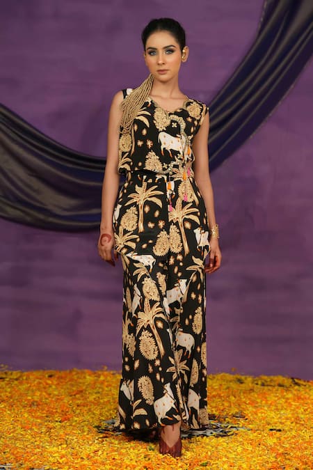 Jyoti Bansal Printed Crop Top & Palazzo Set 