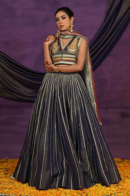 Jyoti Bansal Dori & Mirror Work Blouse Lehenga Set 