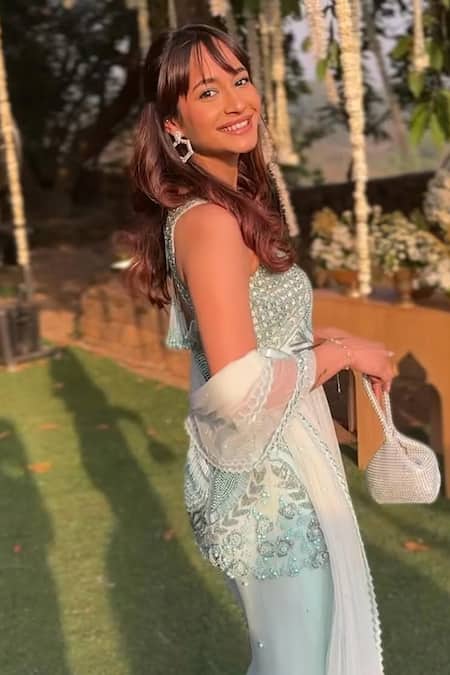 Buy Richa Jaisinghani Label Aqua Georgette Beads, Embroidery Sweetheart Neck Ariel Kurta Sharara Set Online at Aza Fashions Buy_Richa Jaisinghani Label_Aqua Georgette Beads, Embroidery Sweetheart Neck Ariel Kurta Sharara Set_Online_at_Aza_Fashions