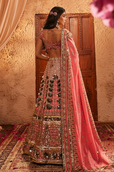 The Royaleum Nura Embroidered Silk Lehenga Set 