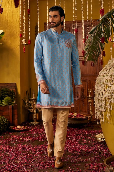 The Royaleum Zayan Printed Silk Kurta  