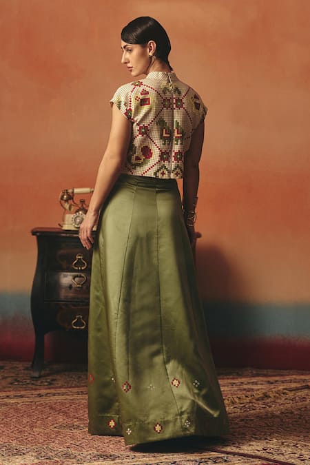 Pooja Rajgarhia Gupta Tota Maina Ikat Crop Top 