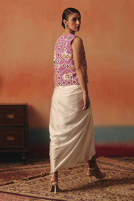 Pooja Rajgarhia Gupta Hansini Ikat Jacket & Draped Skirt Set 