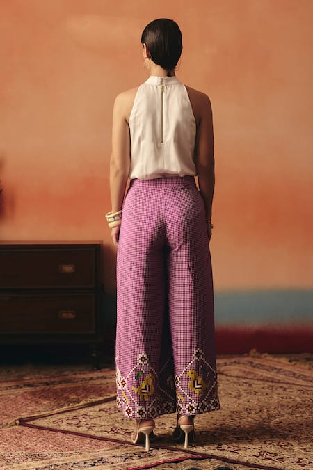 Pooja Rajgarhia Gupta Gauraiya Halter Top & Ikat Pattern Pant Set 