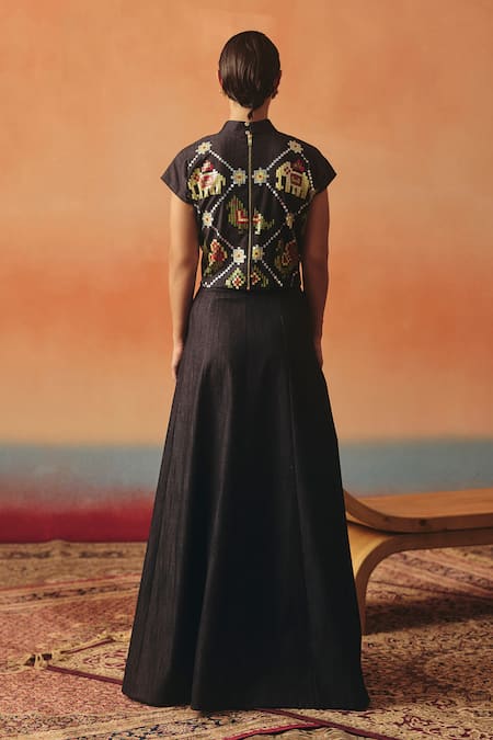 Pooja Rajgarhia Gupta Mithu Ikat Pattern Top & Skirt Set 