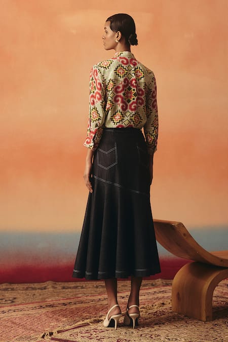 Pooja Rajgarhia Gupta Dhara Flared Hem Denim Skirt 