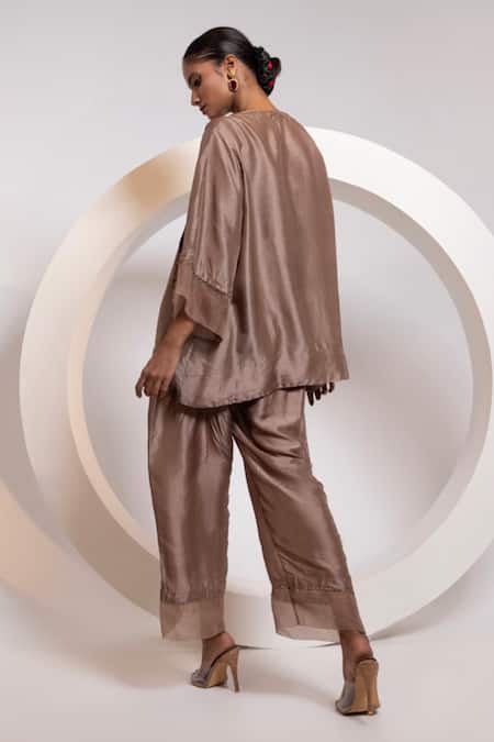 Oshi By Shikha Tassel Work A-Line Top & Broad Pant Set 