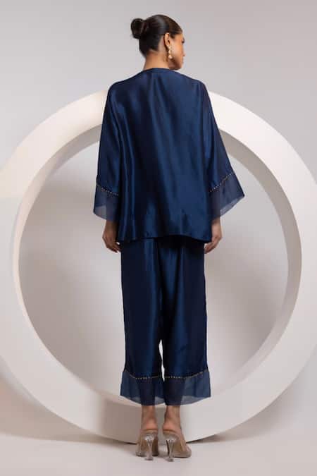 Oshi By Shikha Silk Organza Top & Broad Pant Set 