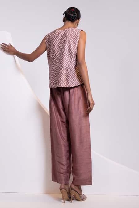 Oshi By Shikha Printed Waistcoat & Broad Pant Set 
