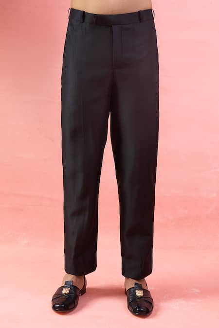 Buy_Arihant Rai Sinha_Black Silk Mirrors, Embroidery And Thread Bandhgala Set _Online_at_Aza_Fashions