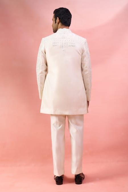 Arihant Rai Sinha Mirror Work & Thread Embroidered Bandhgala Set 