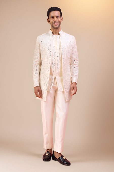 Arihant Rai Sinha Mirror Work & Thread Embroidered Bandhgala Set 