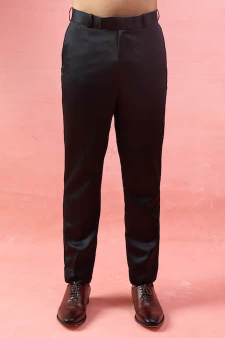 Shop_Arihant Rai Sinha_Black Terrycloth Embroidery Bandhgala And Pant Set _Online_at_Aza_Fashions