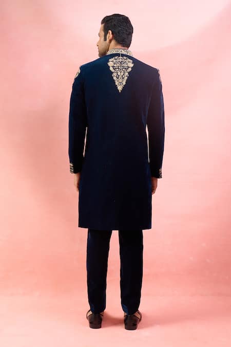 Arihant Rai Sinha Embroidered Velvet Sherwani & Pant Set 