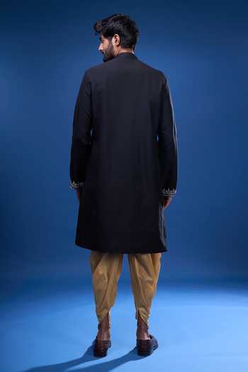 Shop Arihant Rai Sinha Black Silk Embroidery Geometric Kurta Pant Set at Aza Fashions Shop_Arihant Rai Sinha_Black Silk Embroidery Geometric Kurta Pant Set _at_Aza_Fashions