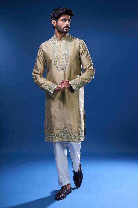 Arihant Rai Sinha Green Silk Embroidery, Mirrors Floral And Kurta Set Online at Aza Fashions Arihant Rai Sinha_Green Silk Embroidery, Mirrors Floral And Kurta Set _Online_at_Aza_Fashions