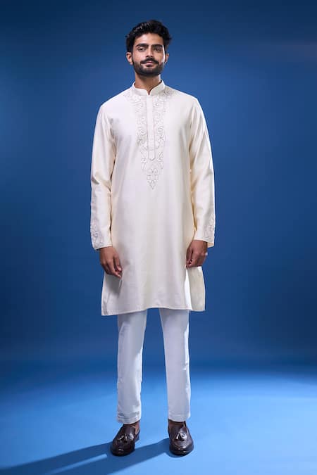 Arihant Rai Sinha_Cream Silk Embroidery Bodice Kurta And Pant Set _Online_at_Aza_Fashions