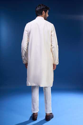 Shop Arihant Rai Sinha Cream Silk Embroidery, Mirrors Floral And Kurta Set at Aza Fashions Shop_Arihant Rai Sinha_Cream Silk Embroidery, Mirrors Floral And Kurta Set _at_Aza_Fashions