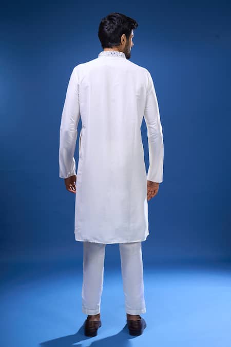 Shop Arihant Rai Sinha Cream Silk Embroidery, Mirrors Work Kurta Pant Set at Aza Fashions Shop_Arihant Rai Sinha_Cream Silk Embroidery, Mirrors Work Kurta Pant Set _at_Aza_Fashions