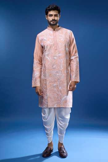 Arihant Rai Sinha Pink Silk Embroidery, Mirrors Garden And Kurta Set at Aza Fashions Arihant Rai Sinha_Pink Silk Embroidery, Mirrors Garden And Kurta Set _at_Aza_Fashions