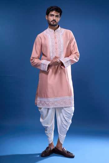 Buy Arihant Rai Sinha Pink Silk Embroidery, Mirrors Floret And Work Kurta Pant Set at Aza Fashions Buy_Arihant Rai Sinha_Pink Silk Embroidery, Mirrors Floret And Work Kurta Pant Set _at_Aza_Fashions