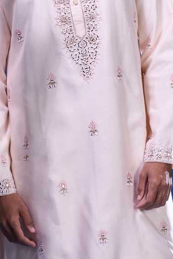 Buy Arihant Rai Sinha Pink Silk Embroidery, Mirrors Floral And Work Kurta Pant Set Online at Aza Fashions Buy_Arihant Rai Sinha_Pink Silk Embroidery, Mirrors Floral And Work Kurta Pant Set _Online_at_Aza_Fashions