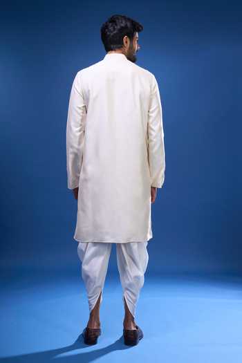 Shop Arihant Rai Sinha Cream Silk Embroidery Floral Work Kurta Set at Aza Fashions Shop_Arihant Rai Sinha_Cream Silk Embroidery Floral Work Kurta Set _at_Aza_Fashions