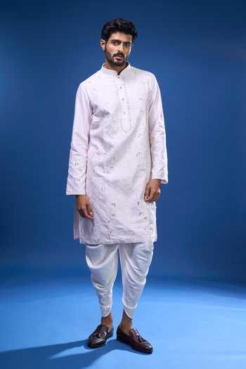 Arihant Rai Sinha Pink Silk Embroidery, Mirrors Floral And Work Kurta Set Online at Aza Fashions Arihant Rai Sinha_Pink Silk Embroidery, Mirrors Floral And Work Kurta Set _Online_at_Aza_Fashions