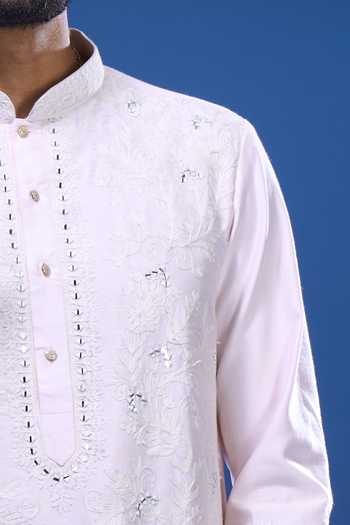 Buy Arihant Rai Sinha Pink Silk Embroidery, Mirrors Floral And Work Kurta Set Online at Aza Fashions Buy_Arihant Rai Sinha_Pink Silk Embroidery, Mirrors Floral And Work Kurta Set _Online_at_Aza_Fashions