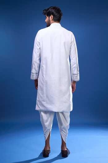 Shop Arihant Rai Sinha White Silk Embroidery, Mirrors Floral And Work Kurta Pant Set at Aza Fashions Shop_Arihant Rai Sinha_White Silk Embroidery, Mirrors Floral And Work Kurta Pant Set _at_Aza_Fashions